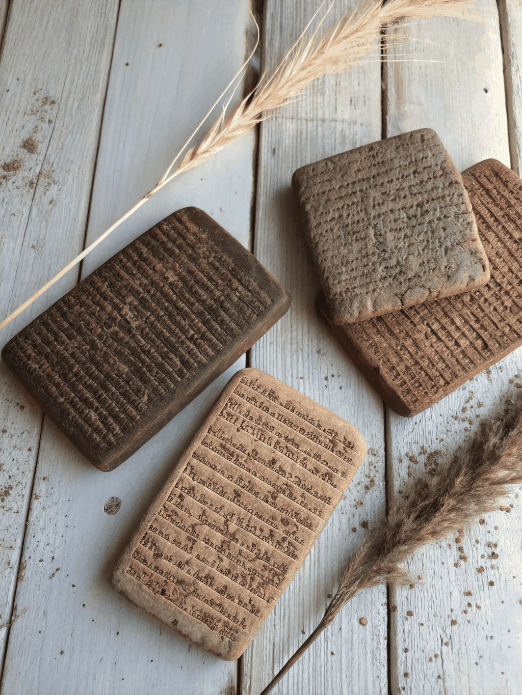 Baked clay cylinder covered in Akkadian cuneiform script from ancient Babylon