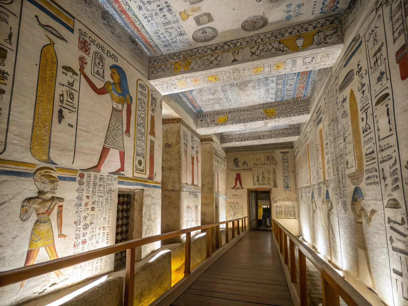 Preserved colored astrological and funerary paintings from tomb KV17