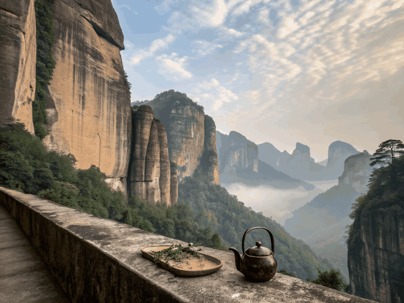 Mount Longhu karst landscape with ancient Taoist riverside sanctuaries