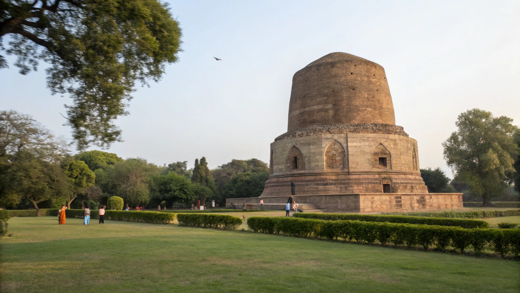 Stone dome and carved Torana gate of the Great Stupa at Sanchi